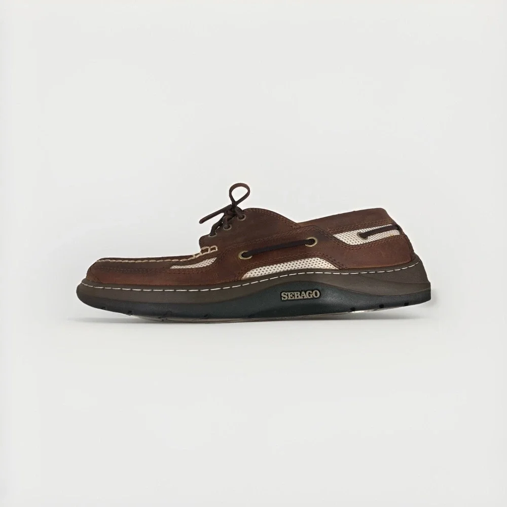 Sebago Clovehitch Boat Shoe Sz 11 M Men's  Walnut 3 Eyelet Lace Up Marine Grip